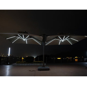 Sombrilla Romana de Doble Cabezal Única, Personalizable para Patio Exterior, Parasol de Aluminio de 3x3m con Luz LED para Restaurante - Product Image 3