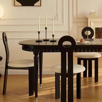 Ensemble de table à manger française avec 4 chaises, meubles de salle à manger, table à manger ovale en bois massif en chêne, style vintage