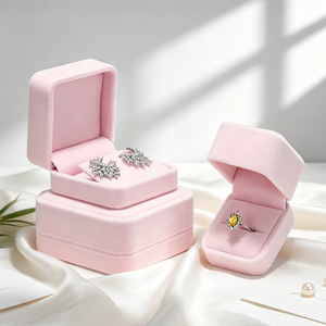 Luxury Flocking Velvet Jewelry Box <b>Ring</b> Earring <b>Necklace</b> Bracelet Storage Box Custom Jewelry Gift Packaging Box - Product Image 4