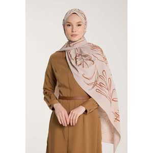 ผ้าพันคอไหมแท้ 100% ลายใบไม้สไตล์วินเทจ ดีไซน์เนอร์ สำหรับทุกฤดู - สีแทน สำหรับงานปาร์ตี้หรือฤดูหนาว ฤดูใบไม้ผลิ ฤดูร้อน ฤดูใบไม้ร่วง - Product Image 3