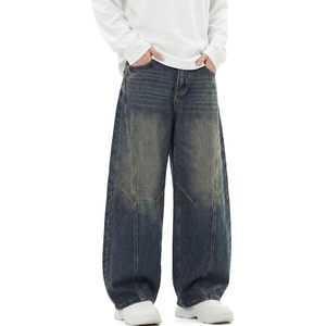 Jeans de Pierna Ancha para Hombre FOXA, Mezclilla de Peso Medio, Costura Trenzada, Corte Relajado, Estilo Casual Urbano - Product Image 1