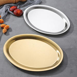 Plateau de service ovale moderne en acier inoxydable écologique pour barbecue <span class=keywords><strong>coréen</strong></span>, pique-niques, collations et fêtes - Product Image 6