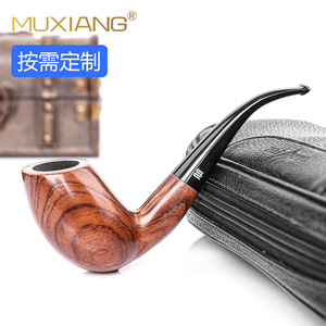 Muxiang Wooden Smoking Pipe Bent Type 9mm Filter Acrylic Mouthpiece Solid Rosewood Pipe Tobacco Pipe Personal Gift - Product Image 1