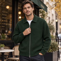 Cardigan en maille à col polo zippé pour homme, pull décontracté à manches longues, veste en tricot, logo personnalisé, OEM ODM, vente en gros d'usine