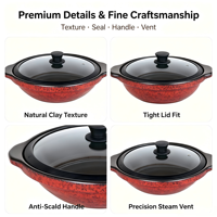Casserole en céramique à double usage (induction et flamme nue) avec couvercle en verre, antiadhésive, compatible lave-vaisselle, 36 cm