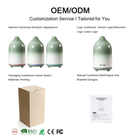 Diffuseur d'arômes électrique en céramique vert dégradé, humidificateur d'air ultrasonique avec fonction minuterie pour une ambiance cosy et un spa bien-être