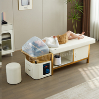 Fauteuil de lavage capillaire personnalisable pour salon, avec circulation d'eau, pour massage thaïlandais, cuvette en céramique dorée, lit de spa capillaire et armoire de rangement