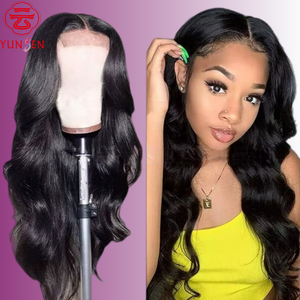 Cheveux humains vierges à 100 %, perruque Lace Front 13x4, longue ondulation avec raie au milieu pour femmes - Product Image 1