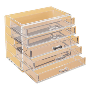 Acrylic Cosmetic Storage Box 5 <b>Drawer</b> Transparent <b>Stackable</b> Organizer For Makeup Desk <b>Drawer</b> Divider - Product Image 5