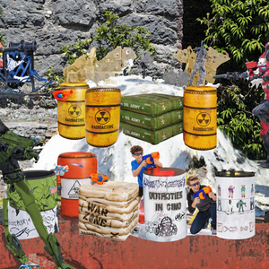 Paquete NINOSTAR de 8 Inflables de Combate para Niños de 8 a 13 Años (Plástico) - 6 Cañones + 1 Saco de Arena + 1 Caja Militar + Láser Tag - Product Image 3