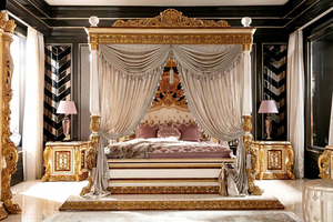 Luxurious King Size Canopy Bed and Bedroom Furniture Handcrafted Solid Wood Four Poster Bed with Nightstands For Luxury <b>USA</b> Home - Product Image 5