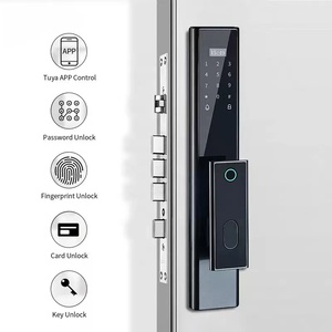 Qleung S928-1 Tuya - Serrure <span class=keywords><strong>de</strong></span> porte intelligente en aluminium avec télécommande, mot <span class=keywords><strong>de</strong></span> <span class=keywords><strong>passe</strong></span>, empreinte digitale, carte, entièrement automatique, Wi-Fi, alliage d'aluminium - Product Image 4