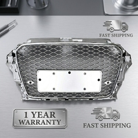 Grille de pare-chocs avant style RS3 en maille nid d'abeille chromée argentée pour AUDI A3 8V 2013-2016, modification de rechange