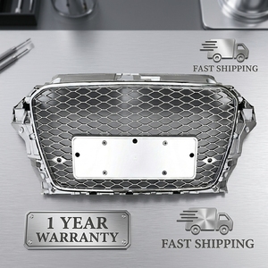 Grille de pare-chocs avant style RS3 en maille nid d'abeille chromée argentée pour <span class=keywords><strong>AUDI</strong></span> A3 8V 2013-2016, modification de rechange - Product Image 3