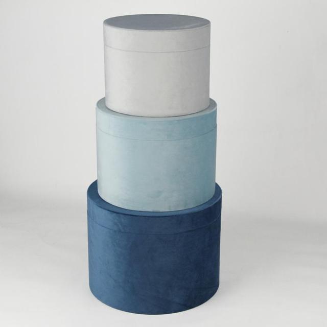 Round Shape Velvet Gift Box Storage Box Set of 3