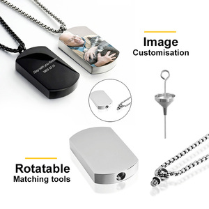 Özelleştirilmiş toptan kişiselleştirilmiş boş paslanmaz çelik fotoğraf/isim/tarih köpek künyeleri kül tutucu kolye kolye gravür için - Product Image 2