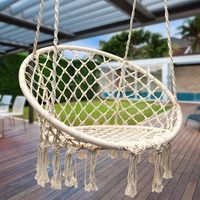 Hamac suspendu en forme d'œuf, chaise hamac ronde en macramé avec coussin