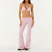 NCLAGEN Nouvel ensemble 2 pièces pour femme : Soutien-gorge de sport dos ouvert effet seconde peau et pantalon évasé taille élastique – Tenue de sport et fitness