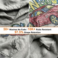 Sweat à capuche personnalisé épais 500 g/m² délavé à l'acide, style décontracté vintage, streetwear, imprimé numérique graphique, coupe ample