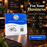 Plaque d'avis NFC en acrylique personnalisée avec code QR imprimé et support adhésif pour affichage des avis sur les comptoirs de service de café