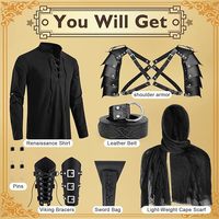 Mittelalterliches Leder-Herrenkostüm-Set: Piratenhemd Wikinger-Umhang Gürtel Schulterpanzer Schwerttasche für Cosplay, Wikinger LARP
