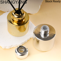 Bouteille en verre ronde de 120 ml pour diffuseur à bâtonnets, vide, avec bouchon à vis électroplaqué, pour huiles essentielles et parfums.
