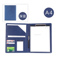 Cartera de negocios de piel sintética con impresión de logotipo personalizado, diseño sencillo, carpeta de archivos, carpeta de documentos A4 con Bloc de notas