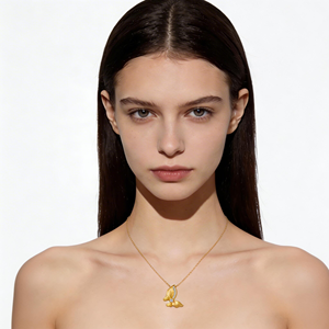 Collar <span class=keywords><strong>de</strong></span> Plata 925 con <span class=keywords><strong>Cadena</strong></span> <span class=keywords><strong>de</strong></span> Bolas <span class=keywords><strong>de</strong></span> Lujo Francesa, Adornado con Mariposas 3D <span class=keywords><strong>Doradas</strong></span>, para Compromiso o Boda - Product Image 1