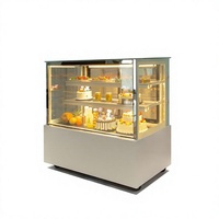Vitrine réfrigérée pour pâtisserie et boulangerie commerciale avec verre incurvé, éclairage LED, 2-8°C, dégivrage automatique pour cafés et magasins