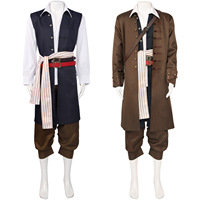 Costume de pirate Jack Sparrow pour hommes adultes, costume de cosplay d'Halloween, veste médiévale Renaissance
