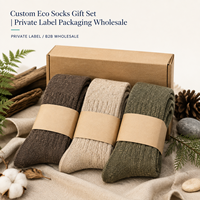 Coffret Cadeau Éco-responsable en Fibre, Trois Paires, Tons Terre, Emballage Naturel Texturé, Adaptation Naturelle, Transparence du Contenu, Conseils d'Entretien, Renforcé