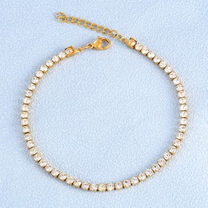 Bracelet Tennis en Zircon Cubique et Strass en Acier Inoxydable pour Femme, Joli Bracelet Jonc en Cristal Plaqué Or 18K, Accessoires de Bijoux - Product Image 1