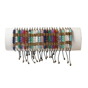 Bracciale con perline di pietra rotonde, 24 pezzi, gioielli di moda regolabili multicolori - Product Image 2