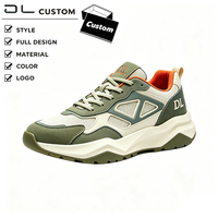 Baskets montantes personnalisées pour hommes en maille et cuir synthétique, style randonnée, à lacets, avec semelle intermédiaire épaisse en EVA et talon contrastant, vert, beige, orange, pour l'extérieur