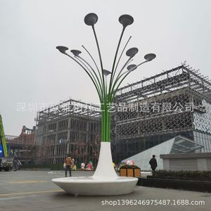 Sculpture de pissenlit en fibre de verre pour extérieur, art de jardin, décoration végétale artificielle, autoportante, forme irrégulière, finition peinte - Product Image 3