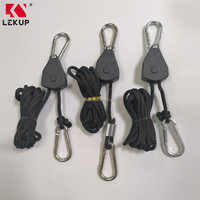Offre Spéciale verrouillage cintre levage lanière réglable plante lampe fronde crochet corde 1/8 "cliquet cintre poulie corde pour LED élèvent la lumière