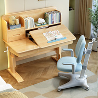 Bureau d'étude pour enfants, table réglable en hauteur, bureau d'écriture en bois massif, bureau pour élèves du primaire, ensemble chaise et bureau pour les devoirs à domicile