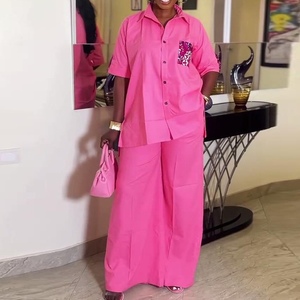 Summer New Arrival Women's Casual Short-Sleeve Shirt and <b>Pants</b> African 2-Piece Set Fashion - Product Image 2