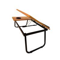Plateau de petit-déjeuner pliable et réglable, table portable pour ordinateur portable avec fente pour tasse et support de téléphone, écologique et durable pour canapé
