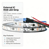 Tira de LED WS2811 direccionable de 24V, tira de luz LED RGBIC, tira de LED inteligente para exteriores RGBCW de 6 pines y 48V, píxel WS2811