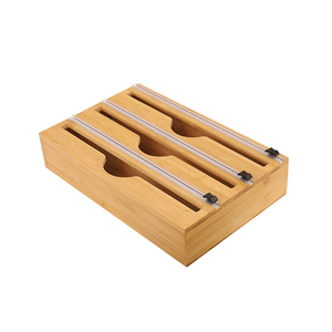 Distributeur mural personnalisé 3-<span class=keywords><strong>en</strong></span>-1 <span class=keywords><strong>en</strong></span> bambou et plastique pour film alimentaire et papier d'aluminium avec coupe-glissière intégré - Product Image 4