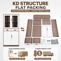 Archivador Metálico KD Structure de Dos Tonos, Desmontable, con 2 Cajones y Puertas de Vidrio, Empaquetado Plano