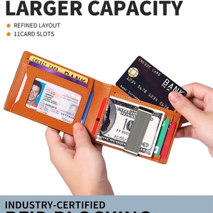 2022 Top Rated Black Carbon Fiber Leather Money Clip Wallet RFID Blocking Wallet for Men - Product Image 5