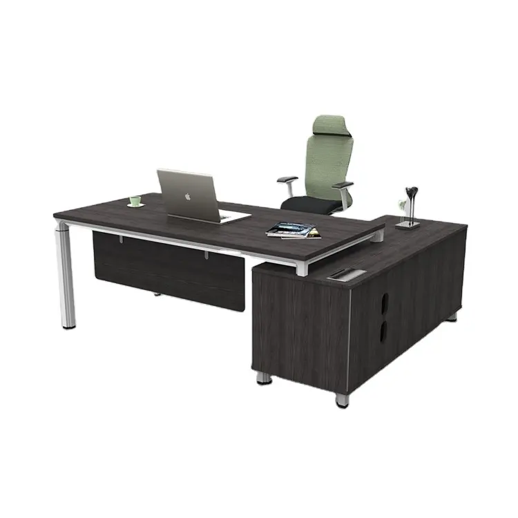 Moderne Melamine Wit Aluminium Executive Bureau