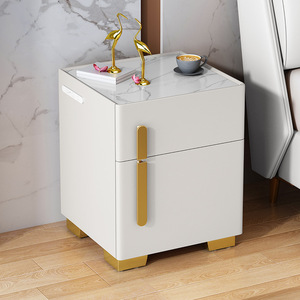 Table de chevet italienne de luxe léger en bois massif, meuble de rangement simple pour salon, hôtel, chambre à coucher - Product Image 1