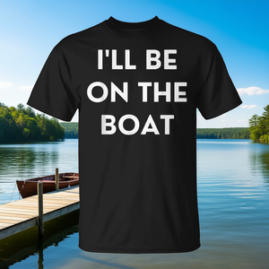 Camiseta I'll Be On The Boat, ropa promocional, unisex para adultos, algodón negro - Product Image 3