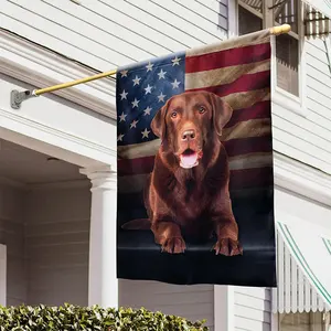 أعلام الكلب الأمريكي الوطني شوكولاتة لابرادور الأمريكي مزدوج الجانب شعار مخصص كلب للحقلية الخارجية