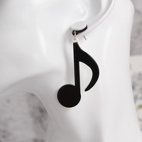 Nouveau bref Punk symbole résine boucles d'oreilles pendantes noir blanc Note de musique acrylique boucles d'oreilles goutte pour les femmes bijoux de fête 2024