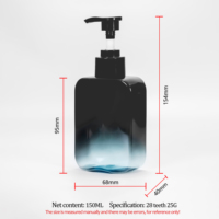 Vente en gros de bouteilles de lotion en plastique vides carrées écologiques de 150ml 200ml 250ml 300ml Bouteilles de shampoing portables noires avec couvercles à pompe