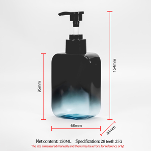 Bán Buôn Rỗng Sinh Thái Thân Thiện Với Vuông 150Ml 200Ml 250Ml 300Ml Nhựa Lotion Chai Đen Xách Tay Chai Dầu Gội Đầu Với Bơm Có Nắp Đậy - Product Image 5